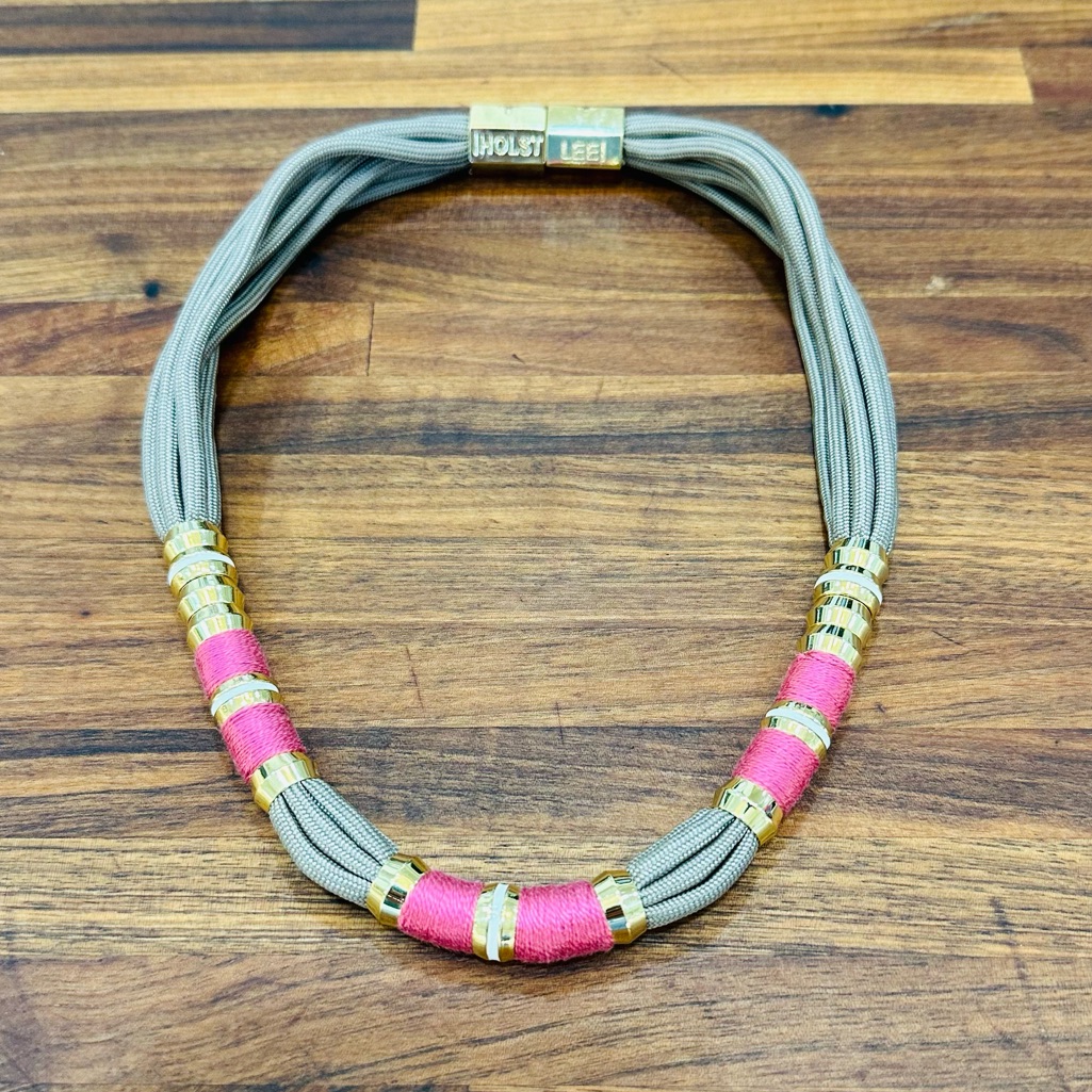 New - Holst + Lee Pink And Gold Colorblock Necklace